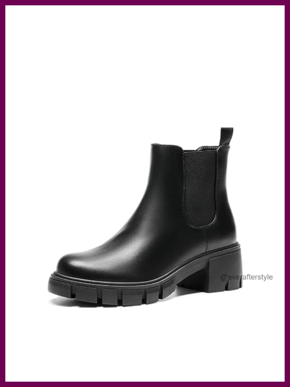 Women's Pull-On Chelsea Boots - PU Leather, Chunky Heel, Lug Sole